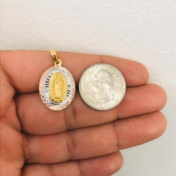14K GF Virgen de Guadalupe Pendant 26x18mm Necklace Mariner Link Chain 18" Adult - Picture 5 of 5
